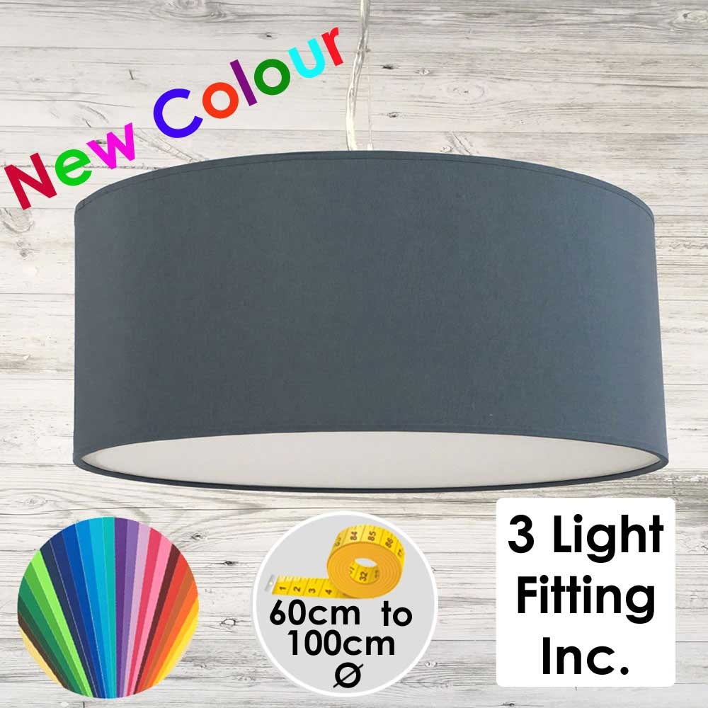 Blue Grey Drum Ceiling Light